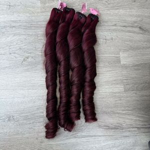 Extensiones de cabello virgen vietnamita crudo 100% Super calidad rizo hinchable rápido Borgoña cabello humano suave y sedoso tejido de alta calidad - Product Image 5