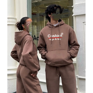 ชุดเซ็ตแทรคสูทพิมพ์ลายแบบมีฮู้ด 2 ชิ้น รุ่นยูนิเซ็กซ์ ปี 2026 เสื้อฮู้ดแบบสวมหัวและกางเกงจ็อกเกอร์ทรงหลวมสำหรับผู้ชายและผู้หญิง รับผลิตแบบ OEM - Product Image 5