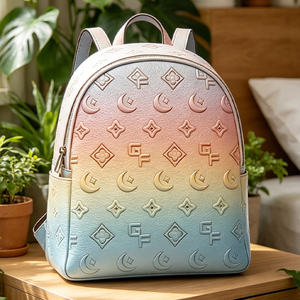 Custom Logo Printed Women's Designer Portable Laptop <b>Backpack</b> Waterproof PU Leather Zipper Closure Women's <b>Backpack</b> - Product Image 4