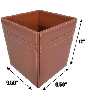 Mocha Leather Square Waste Basket <b>Office</b> Leather Waste <b>Bin</b> Rectangular Leather Waste <b>Bin</b> Open Top Simple Style - Product Image 6