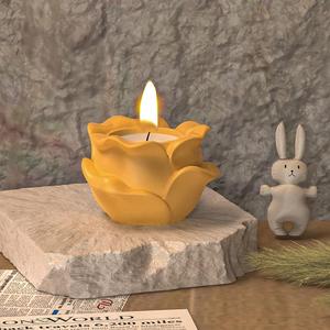 Rose Candlestick Aromatherapy Candle Flowerpot Base Gypsum <b>Resin</b> Candle <b>Silicone</b> <b>Mold</b> - Product Image 4