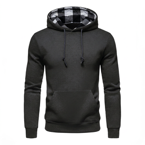 Sudadera con Capucha Gris para Hombre, Corte Regular, Color Sólido, Informal, con Bolsillo Delantero - Product Image 4