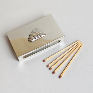 Silver Plated Brass <b>Matchbox</b> Holder Shell Design for Fireplace Matchsticks Table Decor Luxury Gift Retailers Wholesale Buyers - Product Image 2