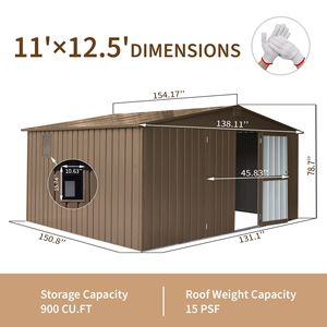 11 X 12.5 Galvanized Steel Frame Backyard <b>Storage</b> Shed with Windows Outdoor Garden Metal Utility <b>Tool</b> <b>Storage</b> Room - Product Image 5
