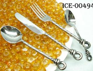 <b>Twisted</b> handle stainless steel cutlery set spoon fork <b>knife</b> decorative design premium dining tableware - Product Image 5