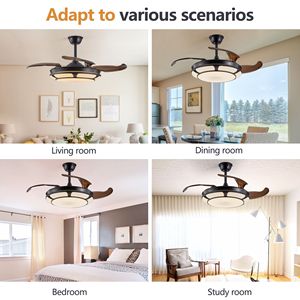 42\" Modern LED Chandelier <b>Ceiling</b> <b>Fan</b> <b>with</b> Retractable Light 6 Speed Adjustable Blades Quiet DC Motor <b>Remote</b> <b>Control</b> - Product Image 5
