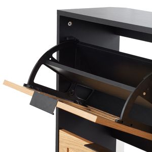 Scarpiera stretta e sottile in rattan con 4 ante a ribalta, organizer per ingresso con gambe in metallo, scarpiera ideale - Product Image 3