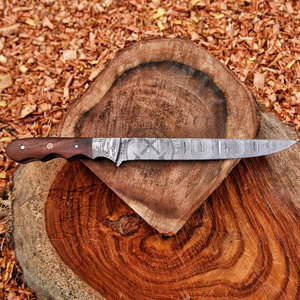 NEW FRIENDS INDUSTRIES Couteau à fileter en acier Damas forgé à la main - Couteau de cuisine et de barbecue pour chef, lame de 8 pouces, extra tranchant, manche en bois de rose - Product Image 6