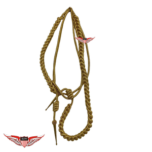 Cordon d'aiguillette cérémoniel doré tressé avec embouts métalliques, cordon d'aiguillette d'épaule - Product Image 3