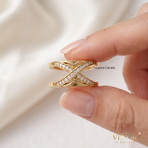 Bague Oura en Argent Sterling 925 Massif de Qualité Supérieure avec Moissanite Pavée Croisée, Finition Blanc Brillant, Accessoire de Bijouterie Élégant - Product Image 2