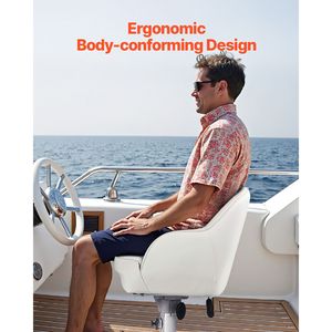 Sedile per Capitano di Barca con Scafo in Alluminio, Cuscino in Spugna Ispessita, Pelle PVC Impermeabile, Design Ergonomico - Product Image 3