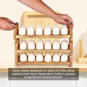Lavie Creations Wooden <b>Egg</b> Rack 8 Compartments Dishwasher Freezer Safe <b>Egg</b> Stirring Storage Organization for Convenient Kitchen - Product Image 3
