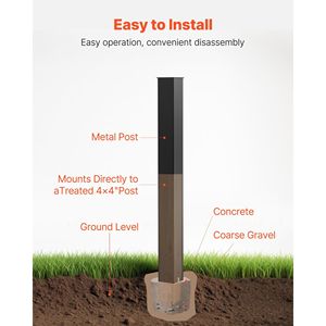 Supporto per Cassetta Postale in Metallo Resistente 43 X 4 X 4 Pollici, Acciaio Verniciato a Polvere, Montaggio a Terra, Design Elegante per Uso Esterno - Product Image 6