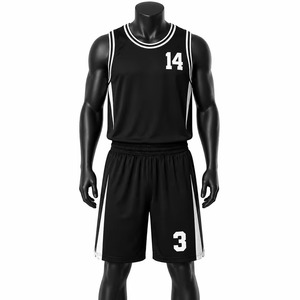Tenue de basketball unisexe : Maillot à manches courtes et short à taille élastique – Ensemble deux pièces respirant et à séchage rapide pour une performance athlétique optimale - Product Image 1