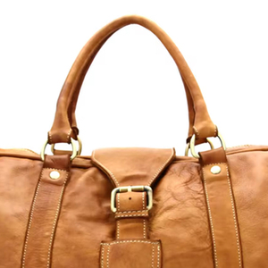 Multiple Compartments <b>Leather</b> <b>Duffle</b> <b>Bag</b> Oval Shape Water Resistant Travel Zipper Closure Workout Travel <b>Leather</b> <b>Duffle</b> <b>Bags</b> - Product Image 4