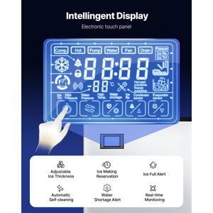 Macchina per il Ghiaccio Industriale da 300 Libbre/24h per Cucine Commerciali, in Acciaio Inossidabile da 20 Pollici, con Pulizia Automatica e Produzione Programmata - Product Image 5