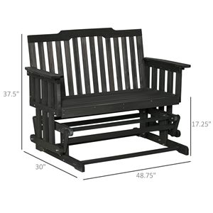 Dondolo da Giardino a 2 Posti con Design ad Asciugatura Rapida e Braccioli Allargati, Sedia a Dondolo in Legno per Giardino e Cortile - Product Image 3
