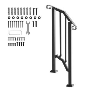 Kit Corrimano per Scale a 1-2 Gradini in Acciaio al Carbonio, Corrimano Transizionale per Esterni, Facile Installazione - Product Image 1