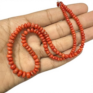 Cuentas lisas de coral rojo natural italiano, cuentas de coral italiano natural, redondas lisas, piedras preciosas para la fabricación de joyería, precio al por mayor. - Product Image 1