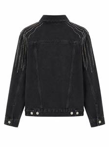 Wholesale Custom Women’s <b>Rhinestone</b> Fringe Denim <b>Jacket</b> Premium Crystal Tassel Jean <b>Jacket</b> OEM ODM Manufacturer Supplier - Product Image 2