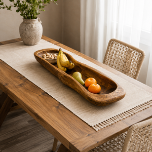 Plateau de service long en bois de teck de luxe écologique ARTERRA, en forme de bateau, multifonctionnel et fait main pour la maison, la villa ou l'hôtel - Product Image 6