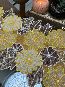 Embroidered Floral <b>Table</b> <b>Runner</b> Bohemian Style Multi Color Pattern Home Decor Durable Hand Washable - Product Image 3