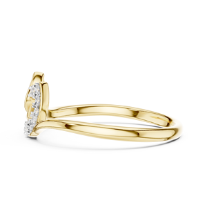 Bague double feuille en or jaune 14K 18K avec diamants de laboratoire taille brillant rond DEF VVS, pavée de diamants pour mariage, vente en gros OEM - Product Image 5