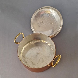 Olla de Cobre Redonda con Tapa, Utensilios de Cocina de Metal Duradero, Asa de Aleación de Zinc, Exterior Pulido, Uso General - Product Image 6