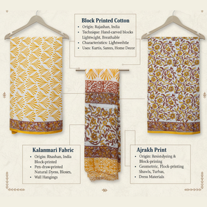 Yellow White Floral Cotton Kurti Sarong <b>Pyjama</b> Set | High Quality Hand Block Print Women Punjabi Suit Set Handmade Masterpiece - Product Image 6