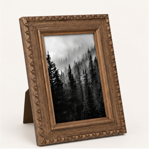Hand-Carved Solid Wooden Photo <b>Frame</b> Rustic <b>Vintage</b> Style <b>Picture</b> <b>Frame</b> Tabletop Decorative Desktop Photo Holder For Home Decor - Product Image 5