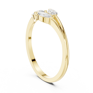 Anillo de Oro Amarillo con Tres Diamantes Cultivados en Laboratorio para Mujer |   Anillo de Compromiso, Promesa o Aniversario con Corte Marquesa en Forma de Pera - Product Image 2