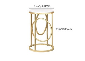 Mesas Auxiliares Metálicas al por Mayor con Tapa de Mármol, Mesa Auxiliar Metálica Dorada para Sala de Estar, Salón, Oficina, Mesa de Centro - Product Image 2