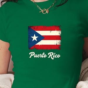 เสื้อยืดแฟชั่นผู้หญิงทรงสลิมฟิต ลายธงชาติเปอร์โตริโก ผ้าถัก ยุค Y2K - Product Image 2