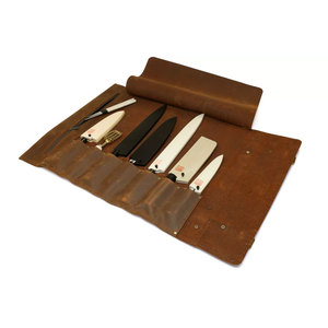Bolsa Portacuchillos de Cuero Genuino Personalizable al por Mayor, Estuche para Cuchillos de Chef con 15 Ranuras y Cinturón Desmontable, Soporte de Cuero Vacuno para Cuchillos de Chef - Product Image 2