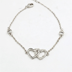 Pulsera de corazón de aleación de zinc chapada en oro con circonita cúbica para mujer, estilo romántico, cadena de serpiente, regalo de joyería - Product Image 2
