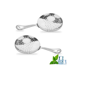 Passoire à Julep élégante et écologique en acier inoxydable plaqué argent, forme de coquille, avec poignée courte, design classique pour bar et maison - Product Image 3