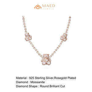 Collier pendentif ours en moissanite plaqué or rose, bijoux de mode, collier à fine chaîne, New York City, look élégant pour hommes et femmes - Product Image 6