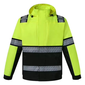 Hi Vis Construction Jacket Customizable Logo Workwear Safety Reflective Stars Made Cotton Nylon - Product Image 1