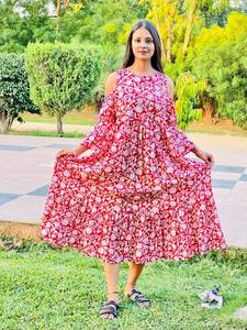 Women's Girls' Printed Pure Cotton Maxi Dress Indian Block Print Casual Summer Evening Party Trendy Wholesale Long Midi Bulk - Product Image 6