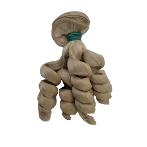 Cheveux humains vierges Remy blonds ondulés pour tresses, en vrac, double trame, couleur personnalisée pour salon - Product Image 2