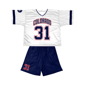 Conjunto de Pantalones Cortos de Lacrosse Blancos y Azules Ligeros de Secado Rápido, Uniforme Deportivo para Entrenamiento y Competencia - Product Image 1
