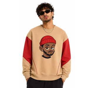 Men's Custom logo Cotton Washed Embroidered Crop Sweat Shirt Blank Oversized Drop Shoulder Crewneck Sweatshirt for Men - Product Image 2