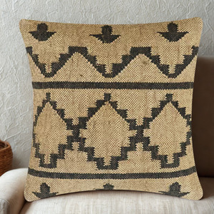 Housse de coussin carrée de qualité supérieure, élégante, en tissu de laine naturelle et de jute tissé, pour la maison et l'hôtel, avec design de soutien dorsal - Product Image 1