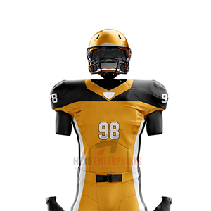 Uniforme de Fútbol Americano Profesional para Hombre en Negro y Dorado, Tela de Poliéster Transpirable de Alta Calidad, Colores y Tallas Personalizables - Product Image 5