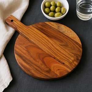 Planche à découper en bois d'acacia de qualité supérieure, planche à découper artisanale, épaisseur 1,2 cm, passe au lave-vaisselle, pour la préparation des aliments en cuisine, service de fromages - MN - Product Image 2