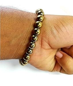 Pulsera de Pirita Hecha a Mano con Cuentas Redondas, Joyería de Moda Feng Shui para Hombres y Mujeres, Regalo de Piedra Energética - Product Image 3