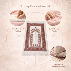 Alfombra de Oración Musulmana Premium |   Alfombra de oración islámica acolchada de felpa con diseño moderno de kilim persa bohemio – Lavable 2x3 pies - Product Image 5