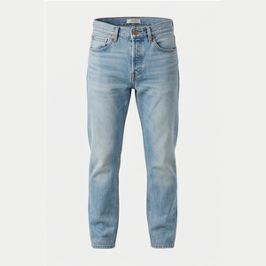 GENERSA SPORTS Jean droit pour homme en denim léger et respirant de haute qualité, style hip-hop automne, fermeture éclair unie, taille basse - Product Image 1