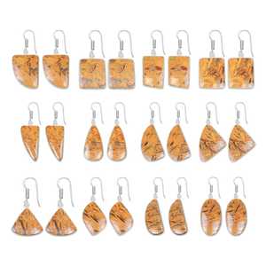 Boucles d'oreilles pendantes pour femme, en pierre précieuse naturelle de calligraphie, pierre de naissance de mai, faites à la main, plaquées argent, bijoux de fiançailles, cadeau de fête, mignonnes - Product Image 1