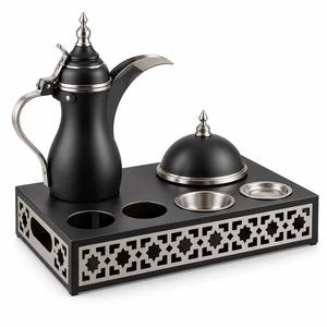 <b>Antique</b> Style Silver Plated Stainless Steel Arabic Coffee Pot With Heavy Floral Engravings Traditional Dallah Thermos - Product Image 2